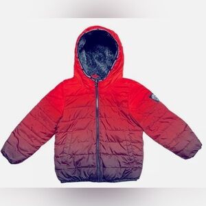 Abercrombie & Fitch Kids Fleece Lined Red Ombré Hooded Puffer Coat, Sz 11-12